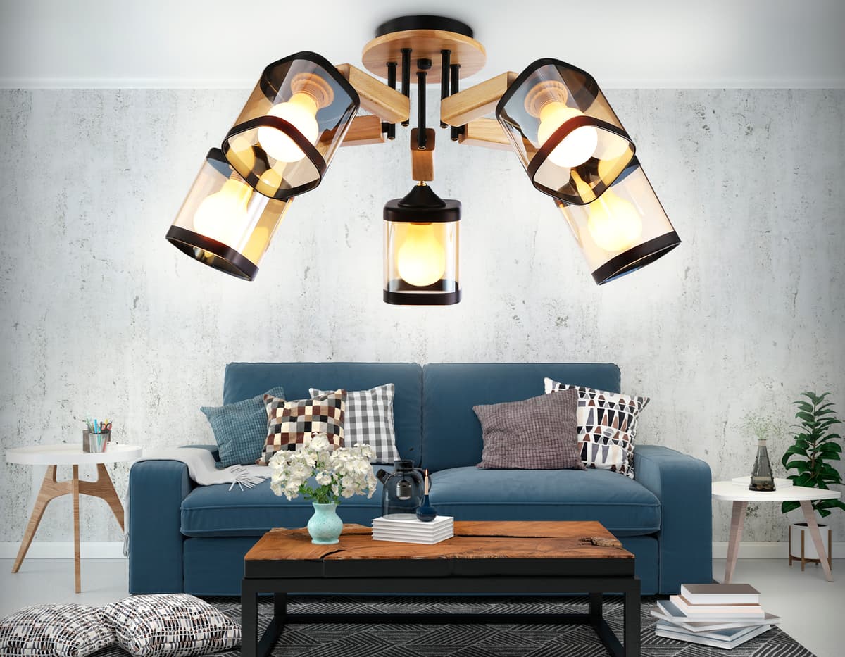 Подвесная люстра TR9529/5 BK/GD/TI черный/золото/янтарь E27*5 max 40W D670*260 Ambrella Light 10