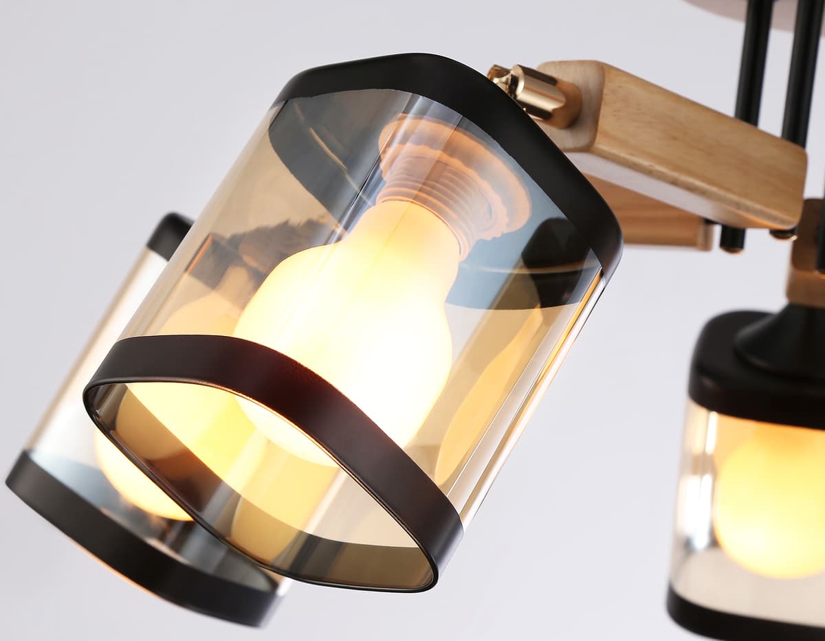 Подвесная люстра TR9529/5 BK/GD/TI черный/золото/янтарь E27*5 max 40W D670*260 Ambrella Light 12