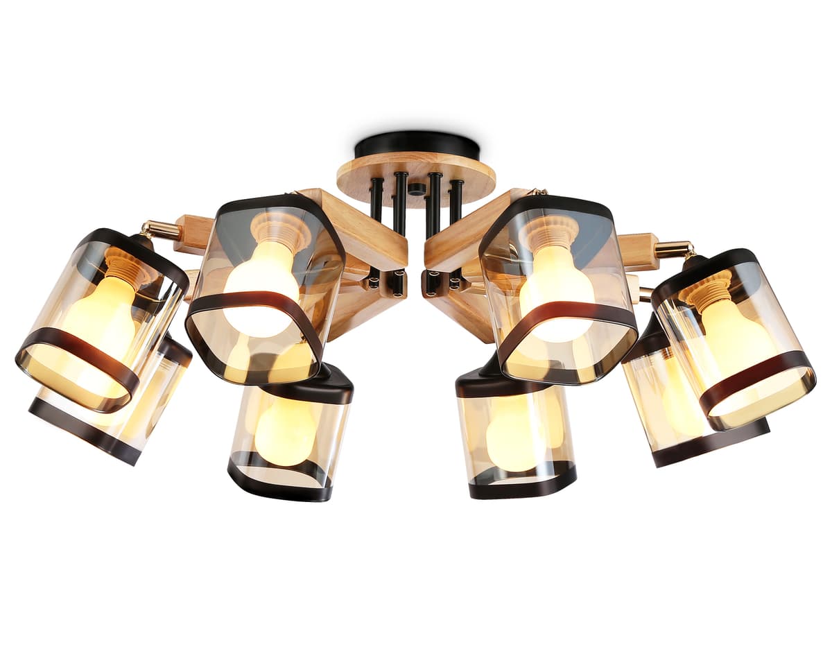 Подвесная люстра TR9530/8 BK/GD/TI черный/золото/янтарь E27*8 max 40W D790*260 Ambrella Light 7