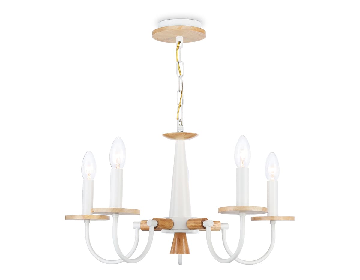 Подвесная люстра TR9592/5 WH/LW белый/светлое дерево E14/5 max 40W D555*660 Ambrella Light 3