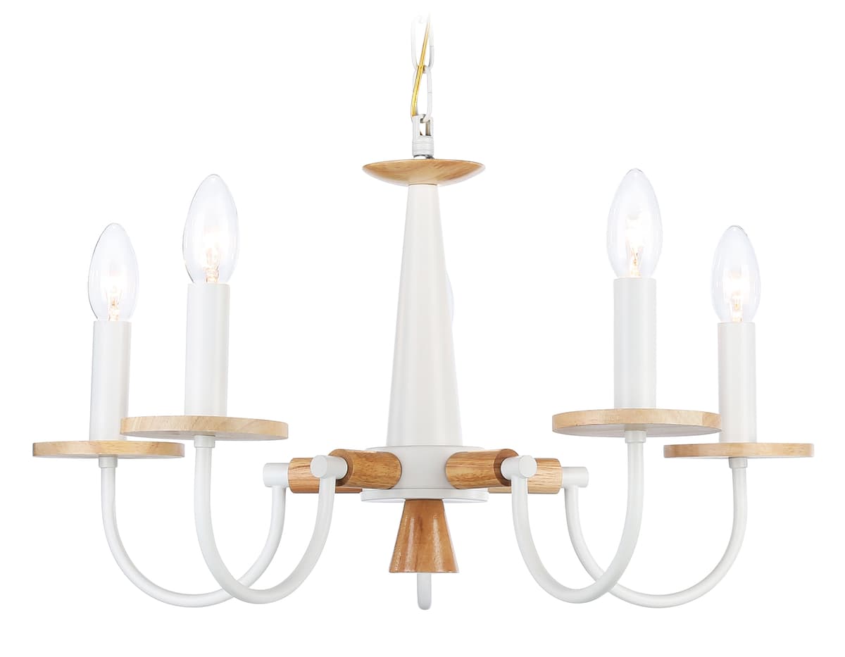 Подвесная люстра TR9592/5 WH/LW белый/светлое дерево E14/5 max 40W D555*660 Ambrella Light 4