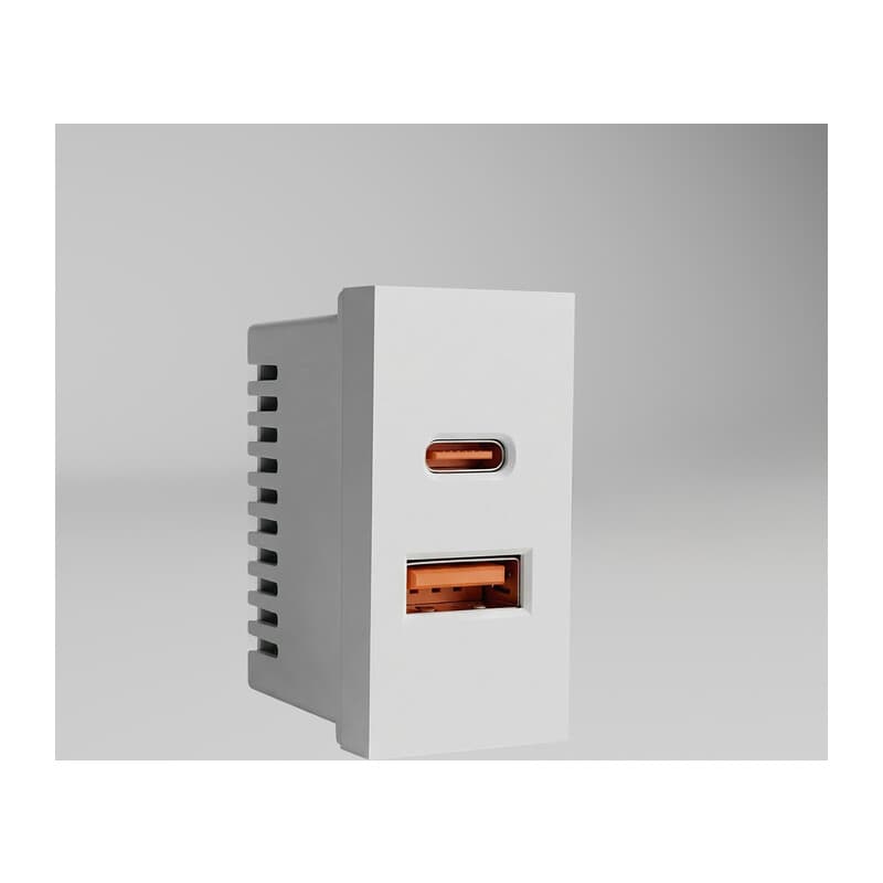 W1272701/ Модульная розетка USB тип A+C 45*22,5 (белый)
