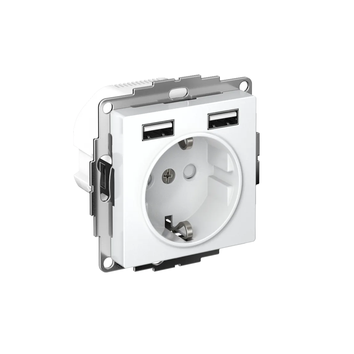 AtlasDesign РОЗЕТКА 16А c 2 USB A+A, 5В/2,4А, 2х5В/1,2А, механизм, БЕЛЫЙ