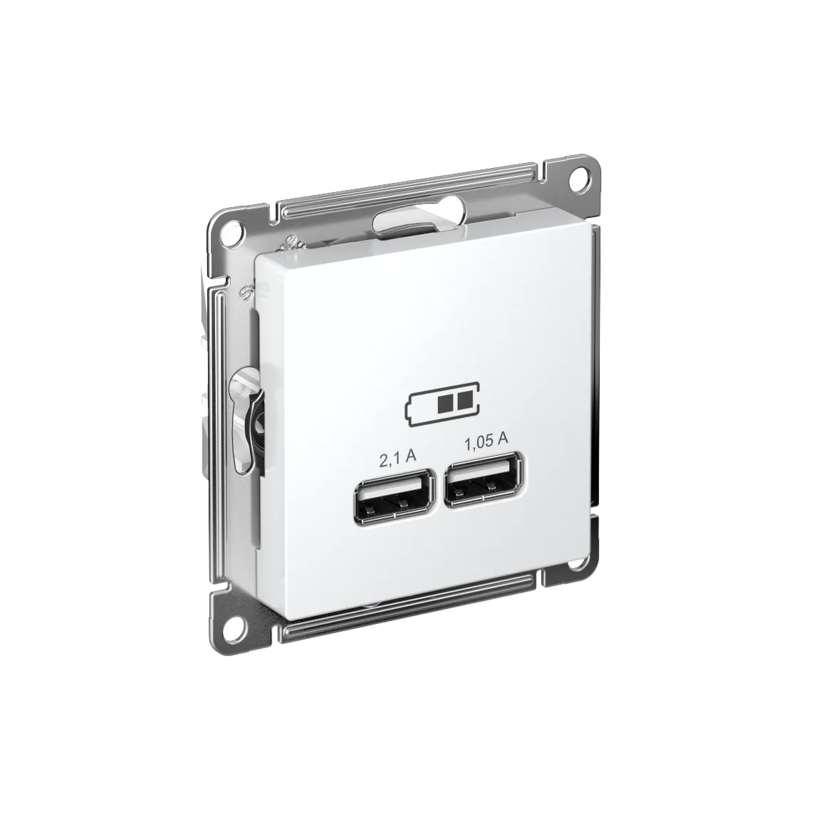 AtlasDesign USB РОЗЕТКА A+A, 5В/2,1А, 2х5В/1,05А, механизм, БЕЛЫЙ