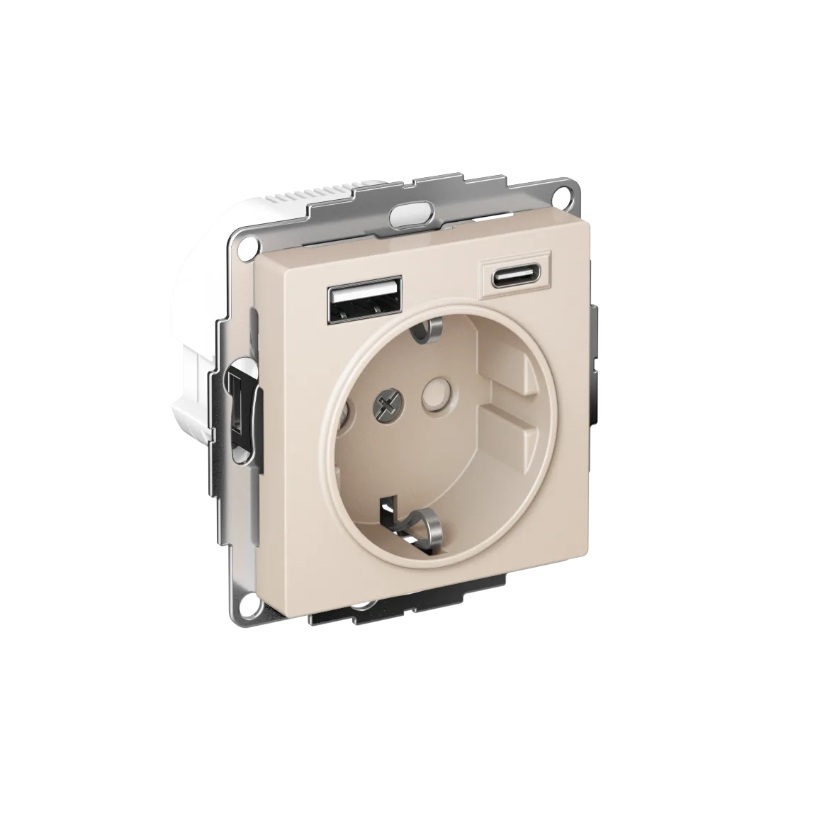 AtlasDesign РОЗЕТКА 16А c 2 USB A+C, 5В/2,4А/3,0А, 2х5В/1,5А, механизм, БЕЖЕВЫЙ