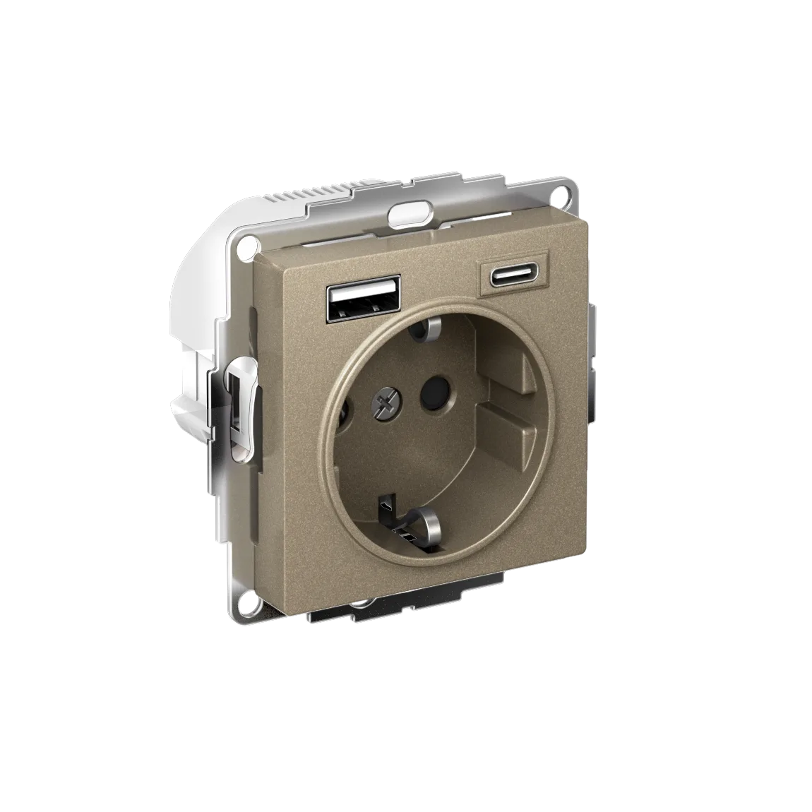 AtlasDesign РОЗЕТКА 16А c 2 USB A+C, 5В/2,4А/3,0А, 2х5В/1,5А, механизм, ШАМПАНЬ