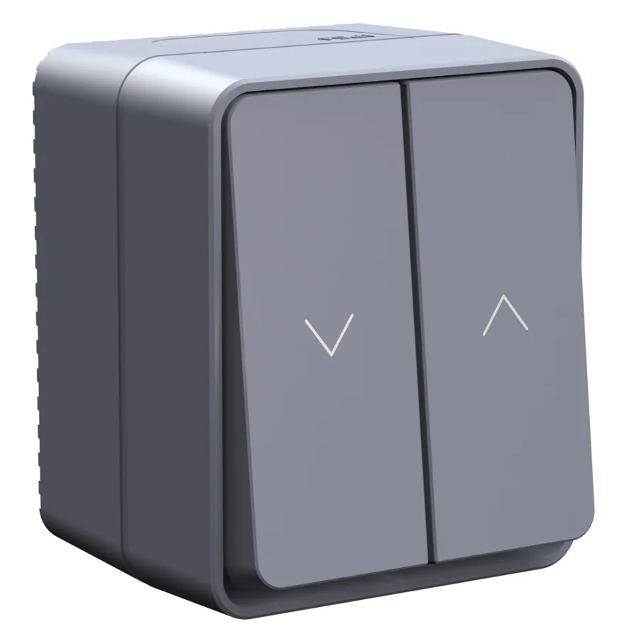 ATLASDESIGN PROFI IP54 О/У 2-клавишный ВЫКЛЮЧАТЕЛЬ ДЛЯ ЖАЛЮЗИ, сх.4, 10А, АНТРАЦИТ