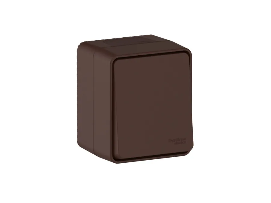 ATLASDESIGN PROFI IP54 О/У 1-клавишный ВЫКЛЮЧАТЕЛЬ КНОПОЧНЫЙ, сх.1, 10А, КОРИЧНЕВЫЙ
