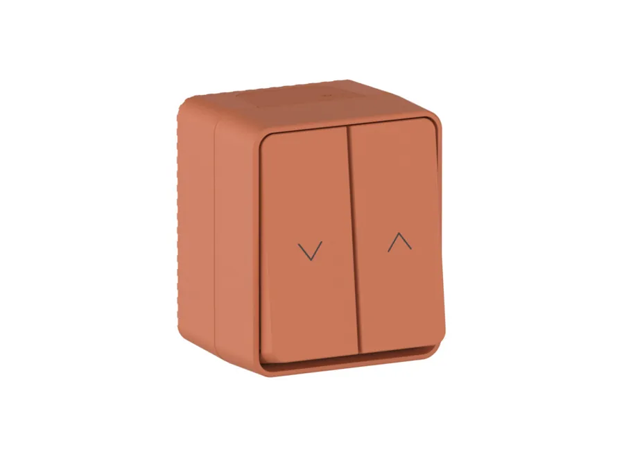 ATLASDESIGN PROFI IP54 О/У 2-клавишный ВЫКЛЮЧАТЕЛЬ ДЛЯ ЖАЛЮЗИ, сх.4, 10А, ТЕРРАКОТОВЫЙ