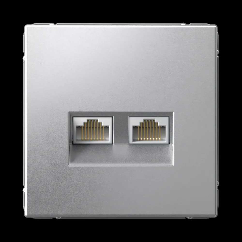 ArtGallery РОЗЕТКА двойная компьютерная RJ45+RJ45, кат. 5е, механизм, АЛЮМИНИЙ