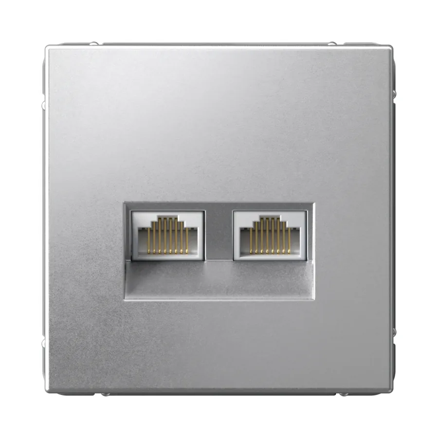 ArtGallery РОЗЕТКА двойная компьютерная RJ45+RJ45, кат. 5е, механизм, АЛЮМИНИЙ
