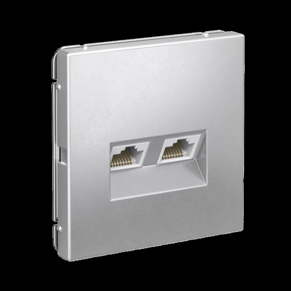 ArtGallery РОЗЕТКА двойная компьютерная RJ45+RJ45, кат. 5е, механизм, АЛЮМИНИЙ 2