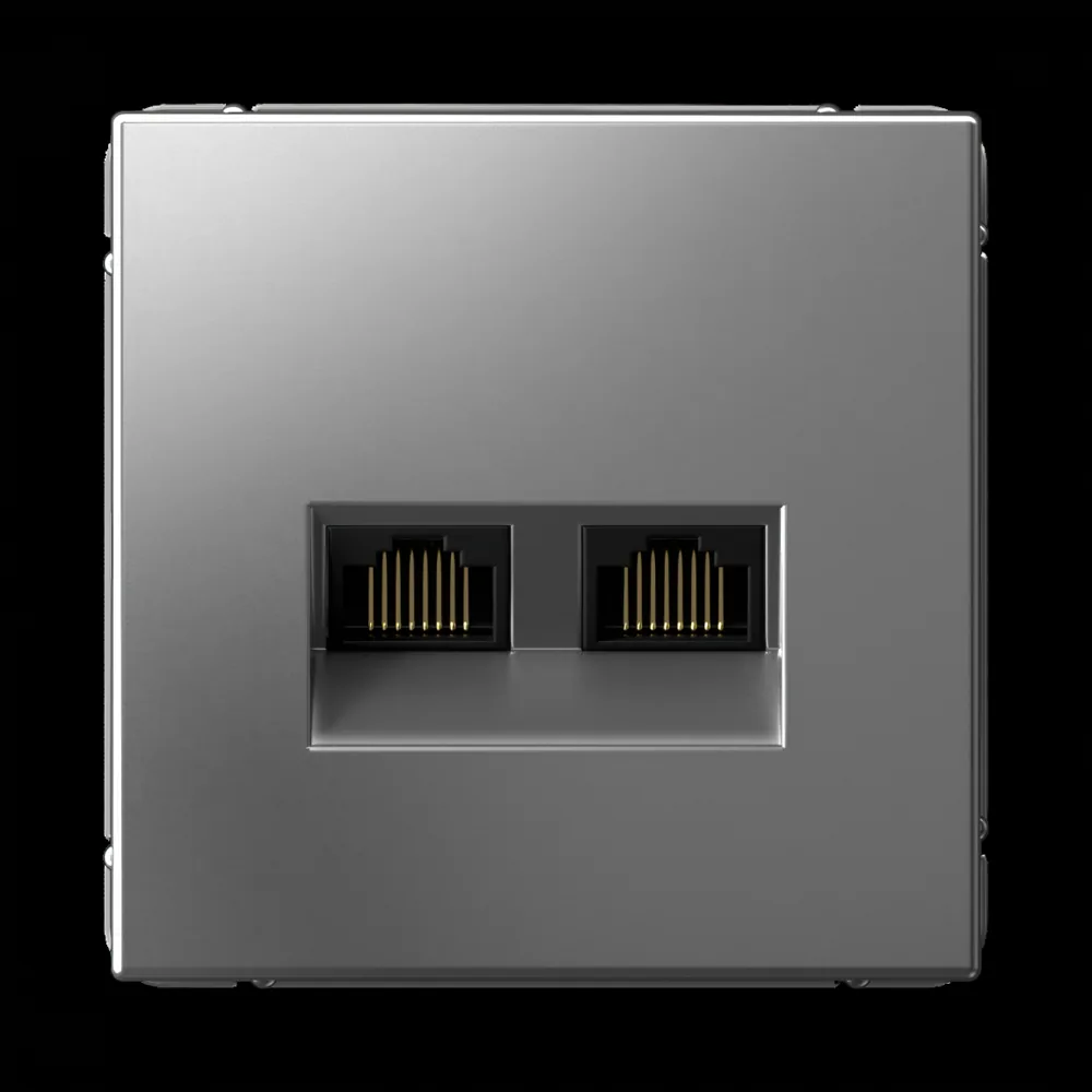 ArtGallery РОЗЕТКА двойная компьютерная RJ45+RJ45, кат. 5е, механизм, СТАЛЬ