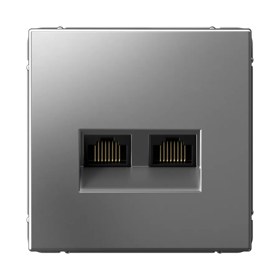 ArtGallery РОЗЕТКА двойная компьютерная RJ45+RJ45, кат. 5е, механизм, СТАЛЬ