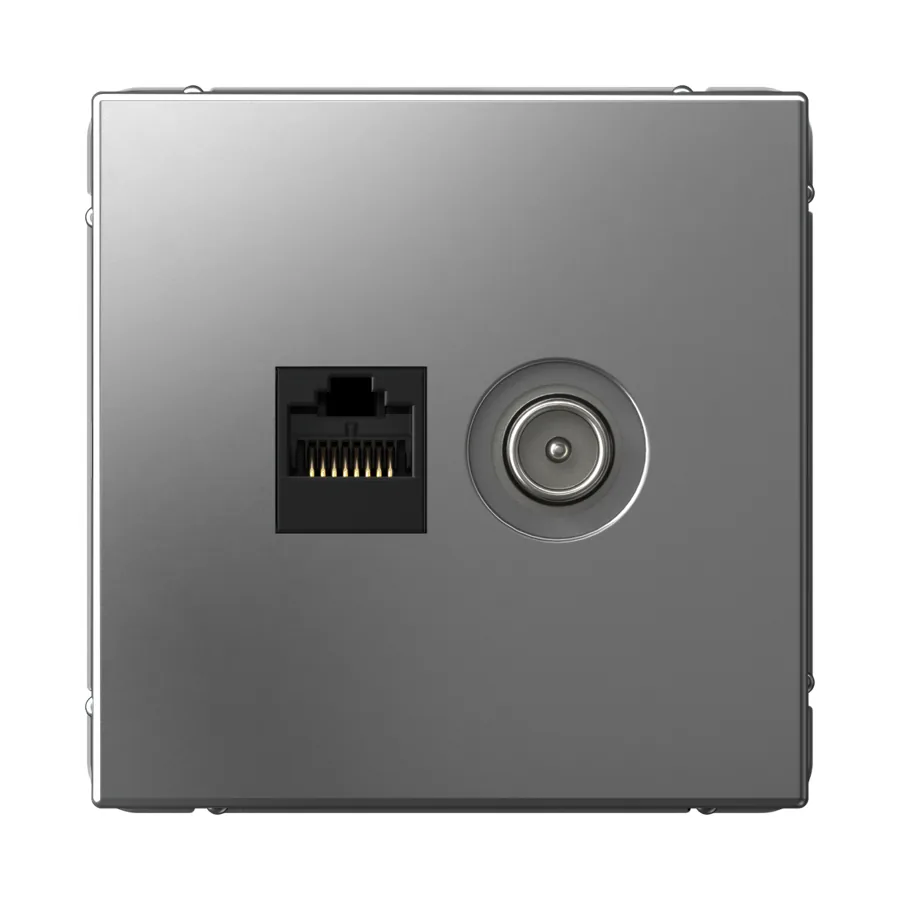 ArtGallery РОЗЕТКА двойная ТВ + компьютерная RJ45, кат. 5Е, СТАЛЬ
