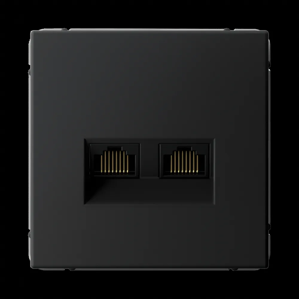 ArtGallery РОЗЕТКА двойная компьютерная RJ45+RJ45, кат. 5е, механизм, КАРБОН