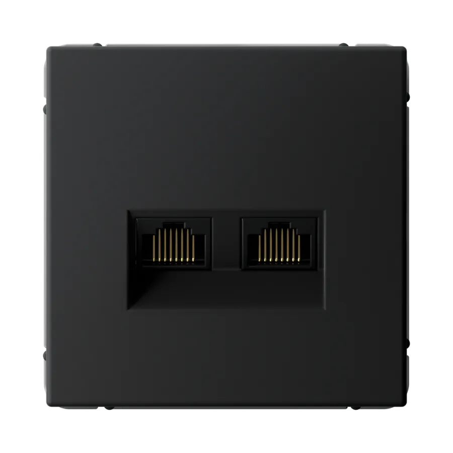 ArtGallery РОЗЕТКА двойная компьютерная RJ45+RJ45, кат. 5е, механизм, ЧЕРНЫЙ ШЕЛК