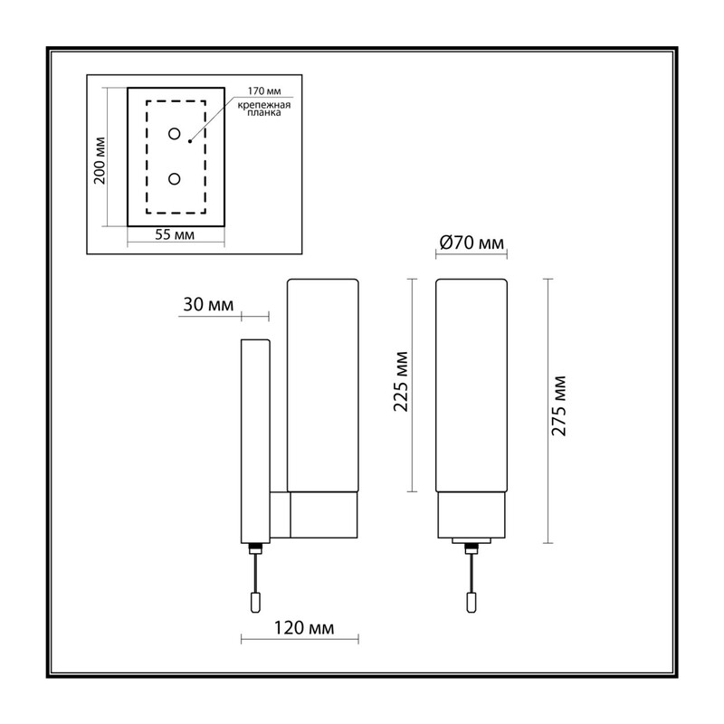 2660/1W DROPS ODL14 509 хром/белый Настенный светильник с выкл IP44 E27 40W 220V TINGO
