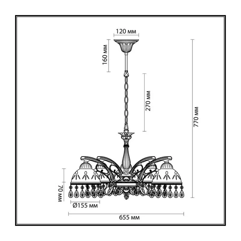 2989/5 CLASSI LN16 095 состаренная бронза Люстра E27 5*60W 220V AVIFA