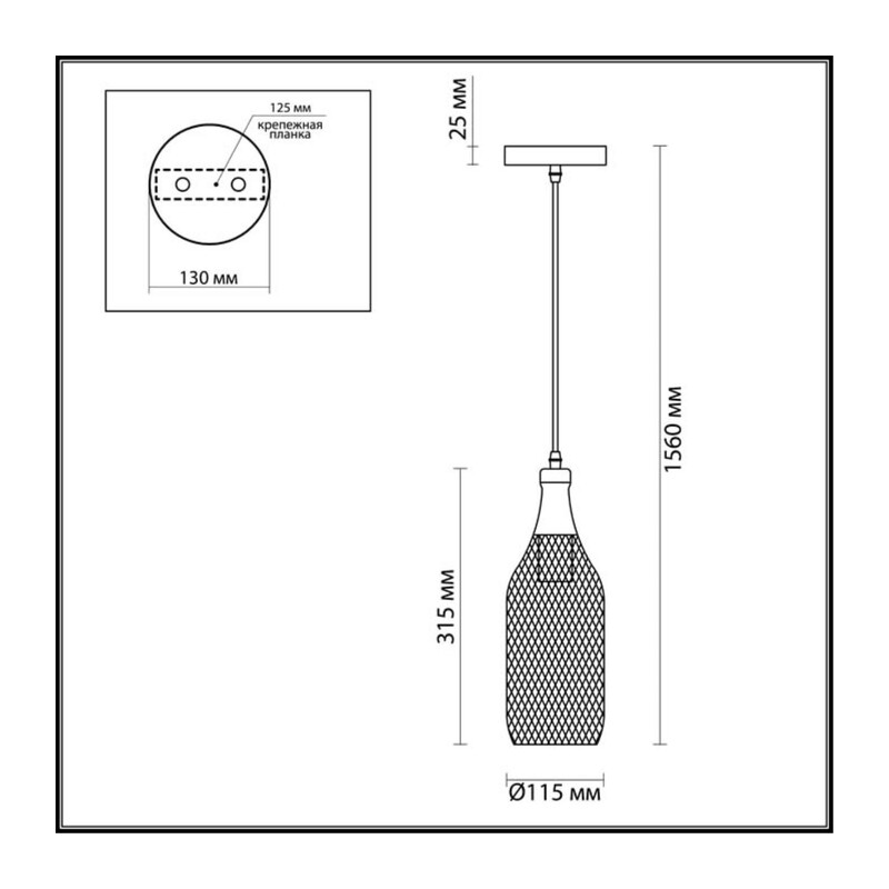 3353/1 PENDANT ODL17 418 черный Подвес E27 60W 220V BOTTLE