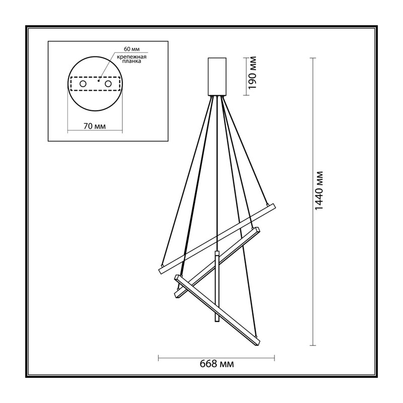 3860/48L L-VISION ODL19 309 золото Подвесной светильник LED 48W 2700Лм 3000К 220V COMETA 3