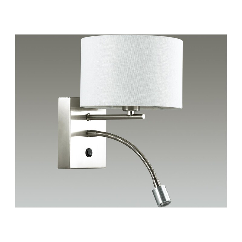 3745/1A MODERNI LN26 525 никель/белый, металл/текстиль Бра E14 40W + LED 3W 4000K 220V NIKKI 3