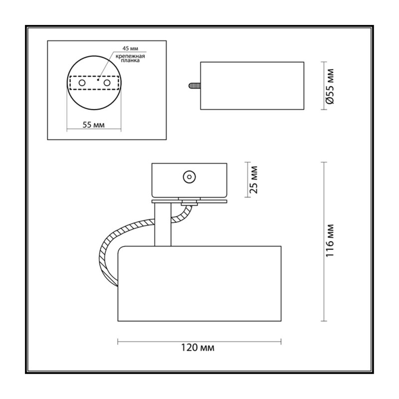 3872/1C HIGHTECH ODL19 000 черный Потолочный светильник GU10 1*50W 220V KIKO 2