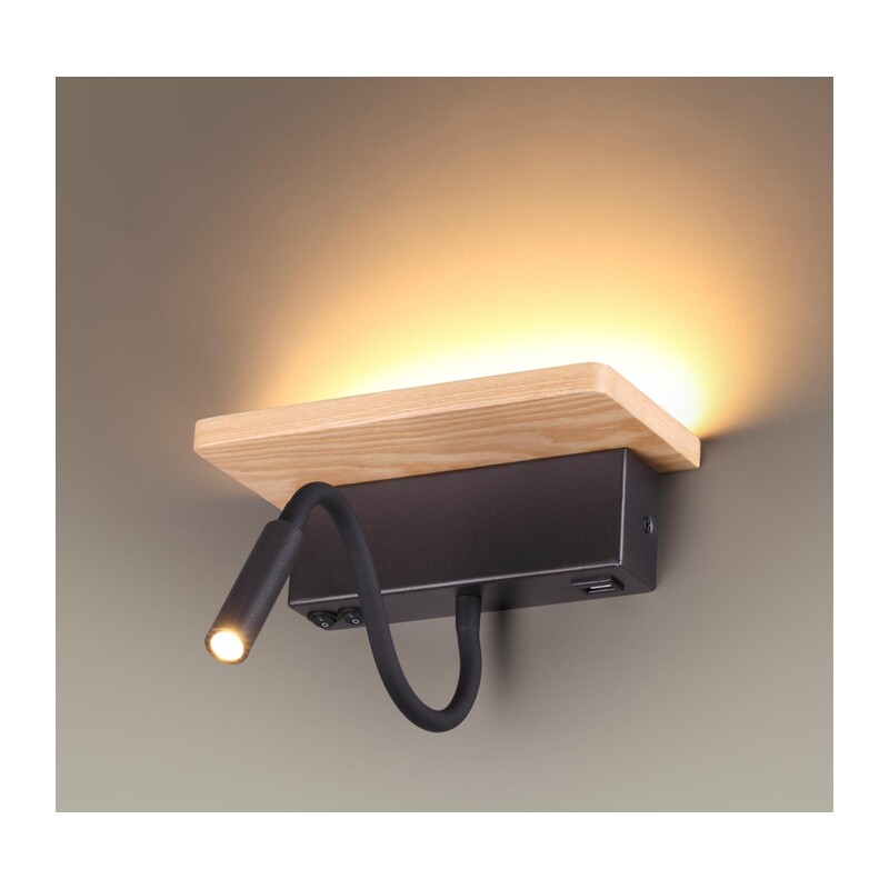 3868/8WL HIGHTECH ODL19 475 св.дерево/дерево Настен. светильник LED 8W 560Лм 3000К USB зарядка WOODY 4