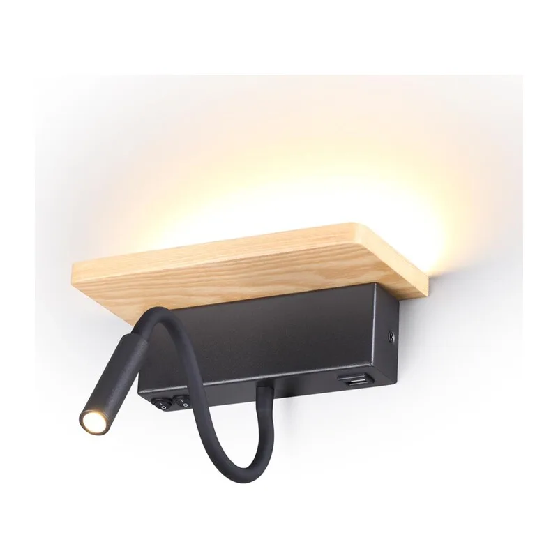 3868/8WL HIGHTECH ODL19 475 св.дерево/дерево Настен. светильник LED 8W 560Лм 3000К USB зарядка WOODY