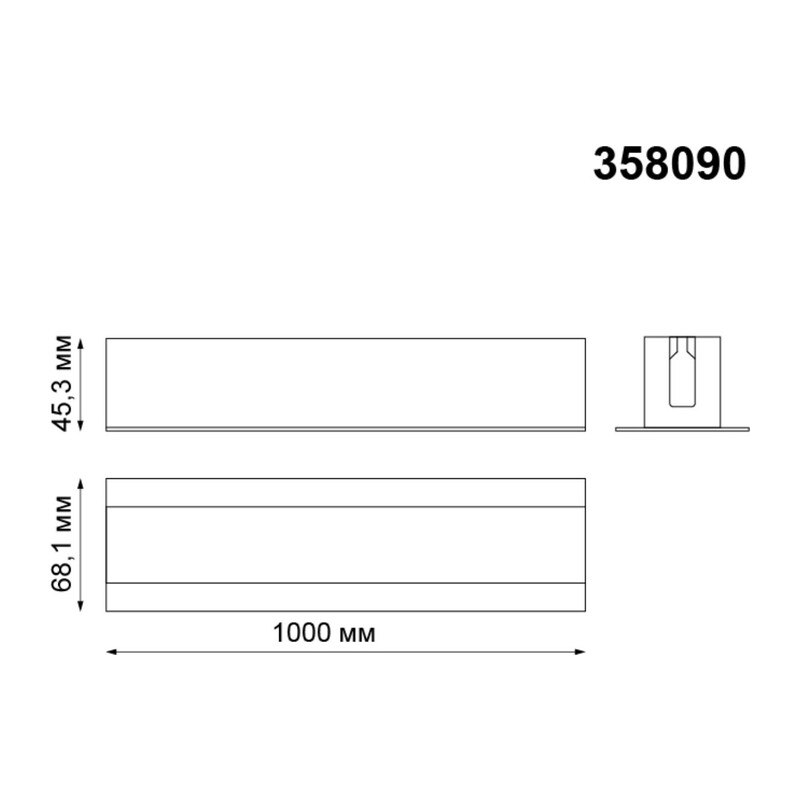 358090 PORT NT19 055 алюминий Встраиваемый профиль, длина 1м IP20 SABRO