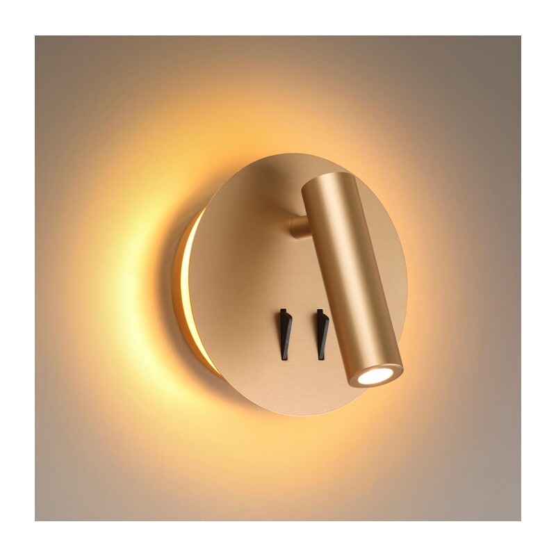 3913/9WL HIGHTECH ODL20 471 золот/металл Настен.св-к с лампой д/чтения с выкл LED 9W 3000K 220V BEAM 3