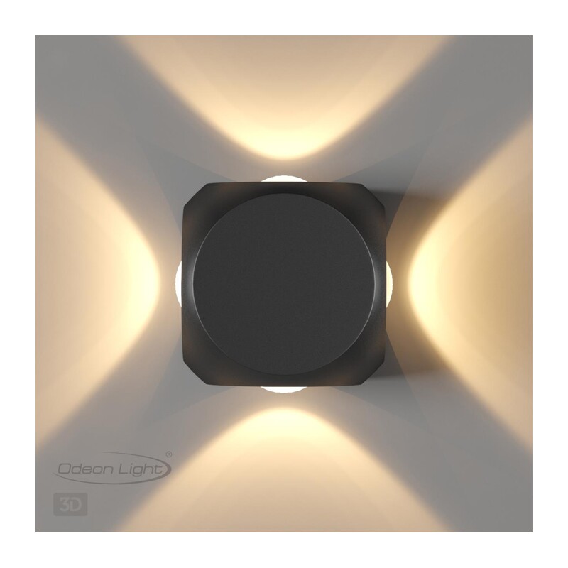 4222/8WL HIGHTECH ODL21 333 черн/металл Настенный светильник IP54 LED 8W 716Лм 3200K 70° MIKO 2