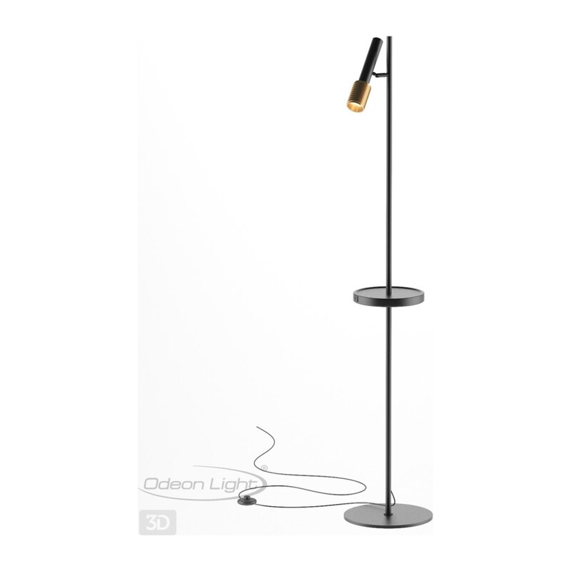 4240/1F HIGHTECH ODL21 321 черн/зол/металл Напольн.св-ник c выкл, USB IP20 LED GU10 max 10W MEHARI 2