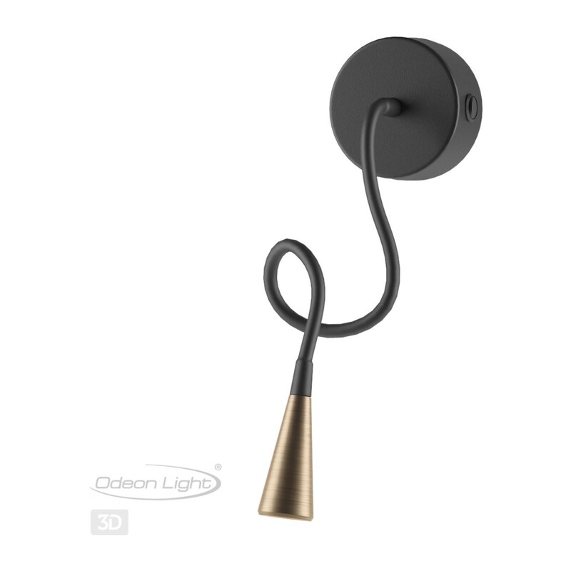 4289/3WL HIGHTECH ODL22 475 черный с античн.бронзой Настенный светильник с выкл. IP20 LED 3W 265Лм 3000K ODDS 2