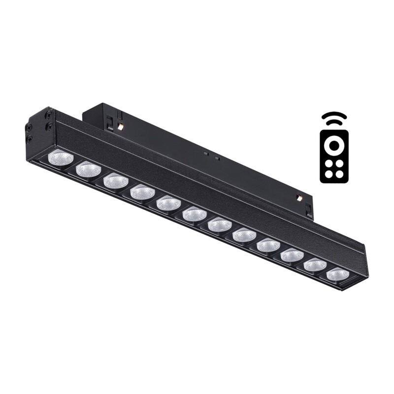 358622 SHINO NT21 064 черный Трековый низковольтный св-к диммируемый с ДУ, со сменой цв.температуры IP20 LED 3000~6500К 12W 48V FLUM 3