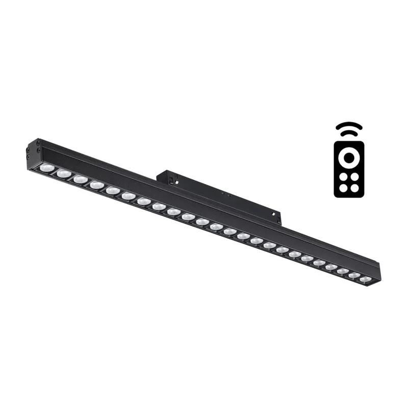 358624 SHINO NT21 064 черный Трековый низковольтный св-к диммируемый с ДУ, со сменой цв.температуры IP20 LED 3000~6500К 24W 48V FLUM