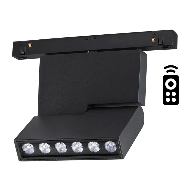358628 SHINO NT21 065 черный Трековый низковольтный св-к диммируемый с ДУ, со сменой цв.температуры IP20 LED 3000~6500К 12W 48V FLUM