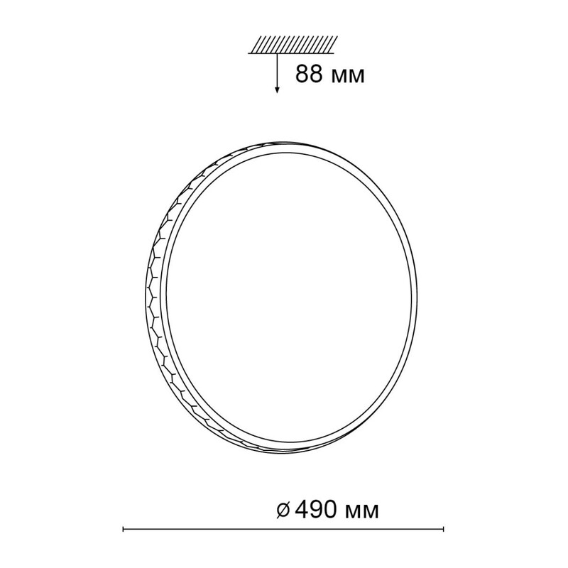 3053/EL PALE SN 000 Светильник пластик/белый/черный LED 72Вт 3000-6300К D490 IP43 пульт ДУ DORTA