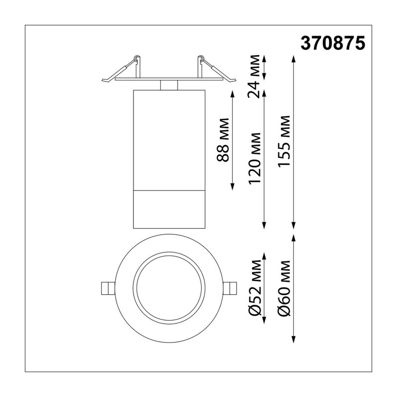 370875 SPOT NT22 572 черный/золото Светильник встраиваемый IP20 GU10 9W 220V SLIM 2