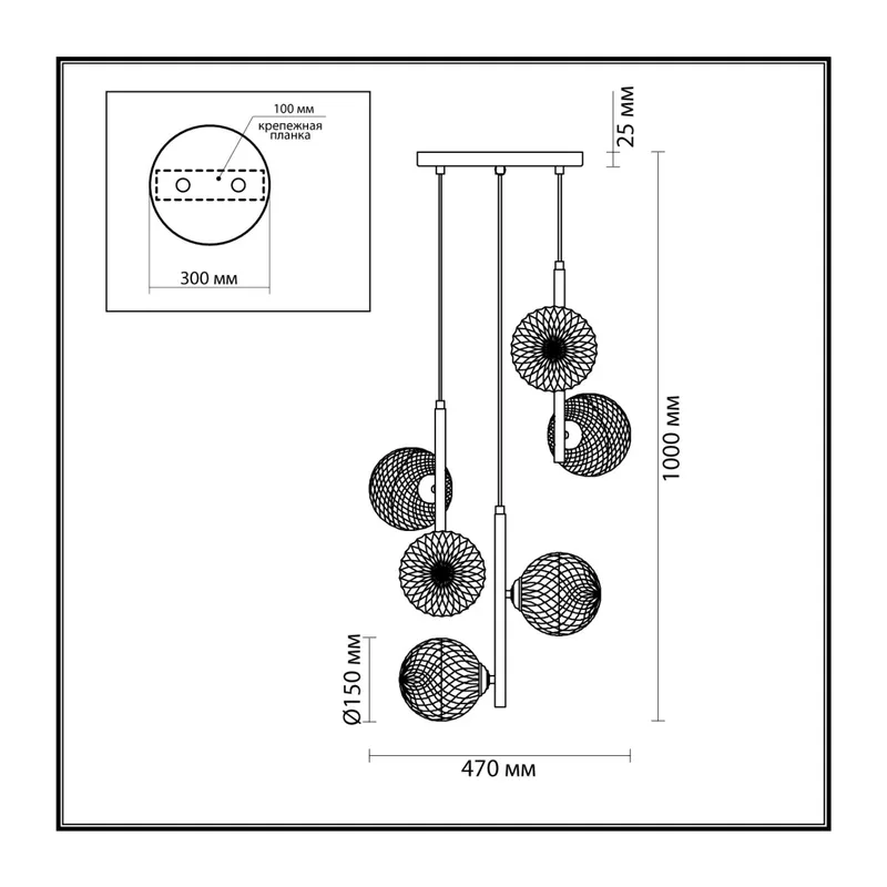 5292/6 MODERNI LN23 000 матовое золото Светильник подвесной E27 6*8W LED 220V GENEVA 5