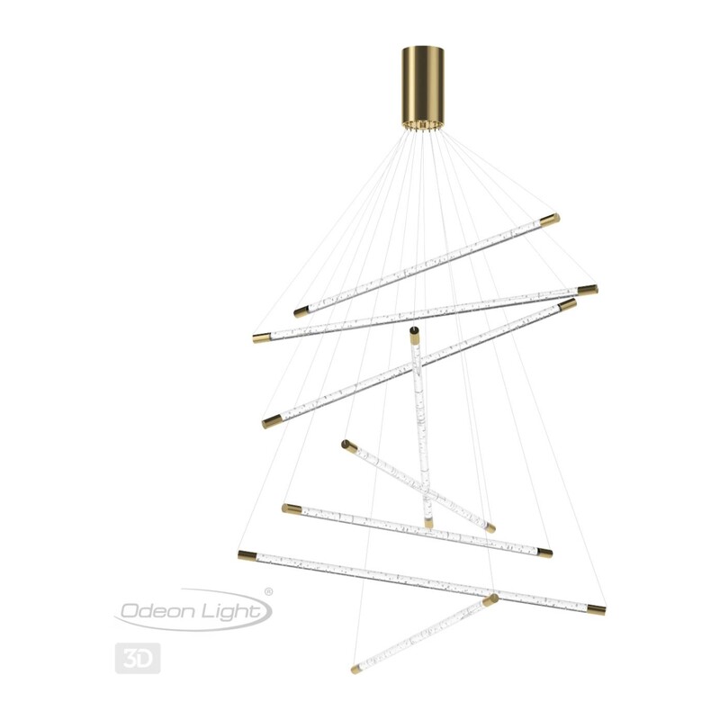 4369/80L HIGHTECH ODL23 235 полированное золото/акрил с пузырьками Подвесной св-к IP20 LED 64W 3000K SPARKY 2