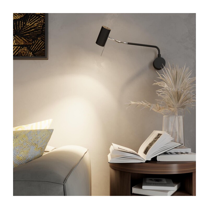 4381/1W HIGHTECH ODL23 455 черный/хром/металл Настенный св-к выкл. на плафоне IP20 LED GU10 10W GIGI 5