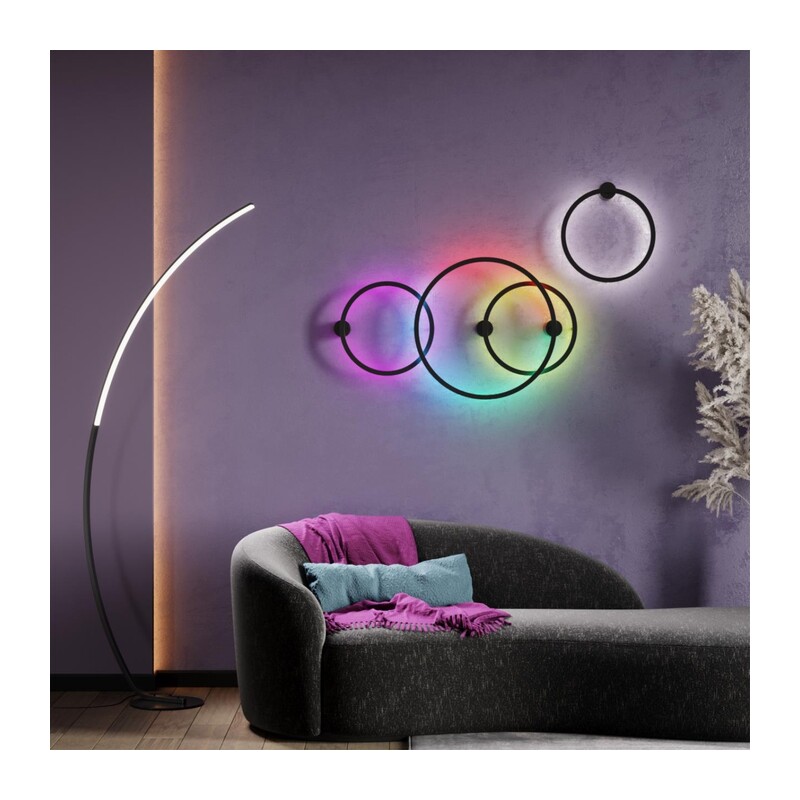 4386/24WL HIGHTECH ODL23 000 черный/металл Настенный светильник IP20 RGB динамическая подсветка ПДУ в комплекте LED 24W 3000K OMEN 6