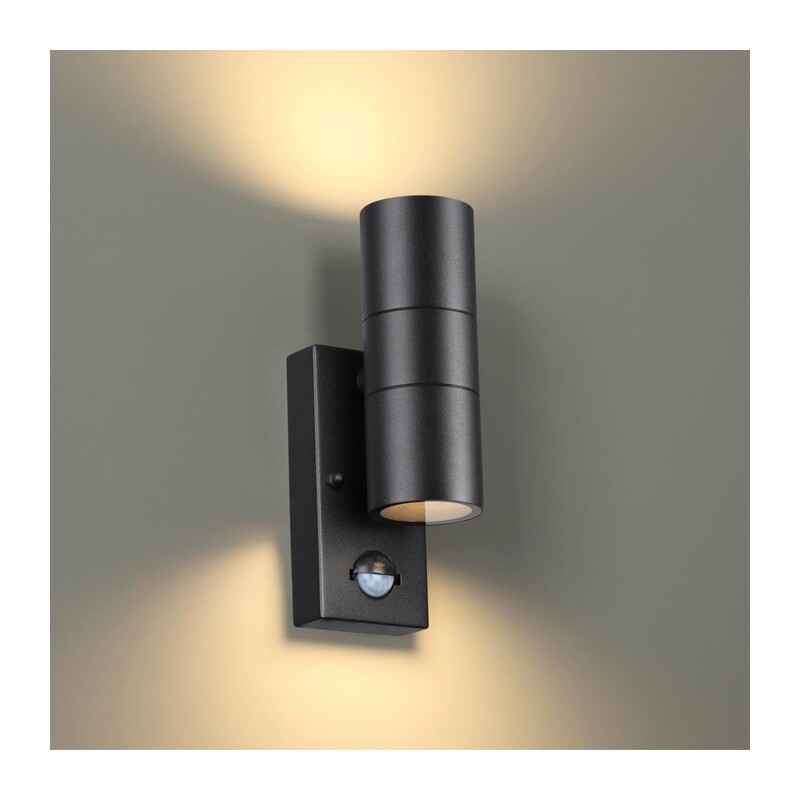 4389/2W HIGHTECH ODL23 000 черный/металл/пвх стойкий к УФ излучению Настенный светильник с датчиком движения IP44 LED GU10 14W MOTTO 3