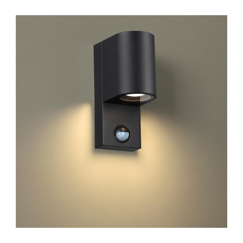 4390/1W HIGHTECH ODL23 000 черный/металл/пвх стойкий к УФ излучению Настенный светильник с датчиком движения IP44 LED GU10 14W MOTTO 3