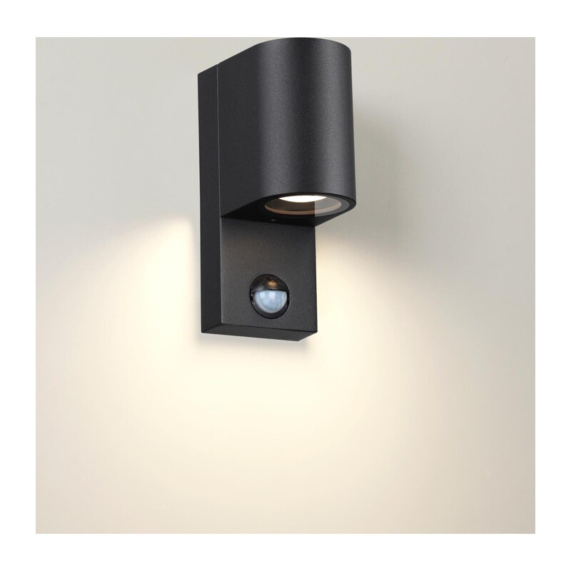 4390/1W HIGHTECH ODL23 000 черный/металл/пвх стойкий к УФ излучению Настенный светильник с датчиком движения IP44 LED GU10 14W MOTTO