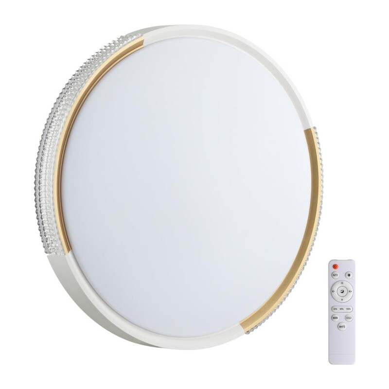 7612/DL PALE SN 184 Светильник пластик/белый/золотистый LED 48Вт 3000-6300K D400 IP43 пульт ДУ VELIO