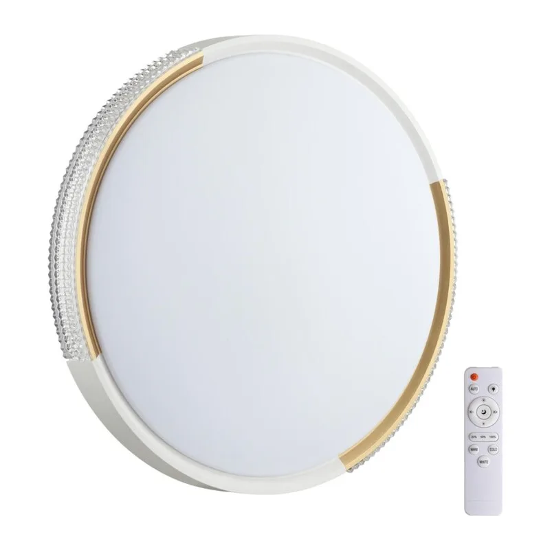7612/EL PALE SN 184 Светильник пластик/белый/золотистый LED 72Вт 3000-6300K D490 IP43 пульт ДУ VELIO