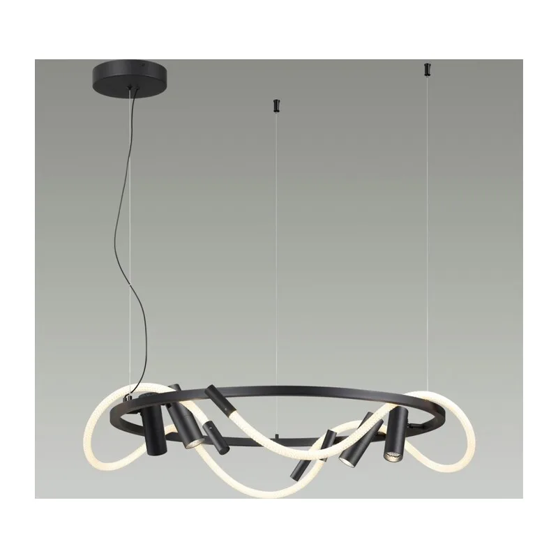 4391/55L HIGHTECH ODL24 299 черный/металл/канат Подвесной св-к с раздельн. вкл IP20 LED 50W 2020Лм 4000K CORDA 2