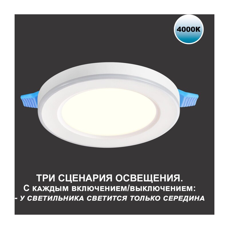 359014 SPOT NT23 560 белый Светильник встраиваемый светодиодный (три сценария работы) IP20 LED 4000К 12W+4W 100-265V 1120Лм SPAN 2